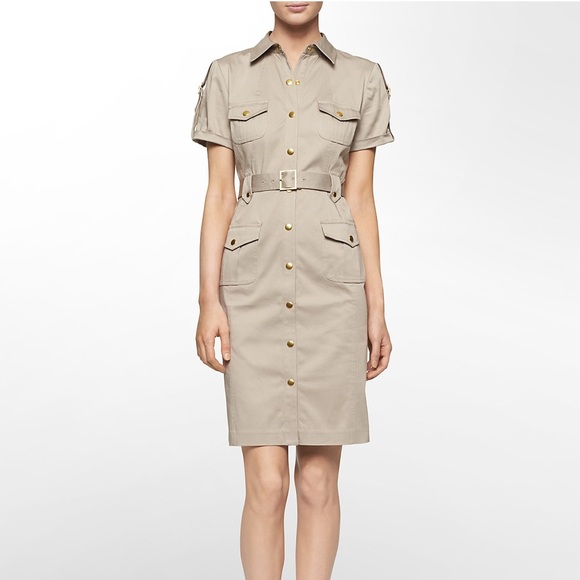 Calvin Klein Dresses & Skirts - Calvin Klein Khaki Utility dress w/ belt